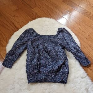 𝅺h&m floral ditsy smocked peasant blouse xs 2